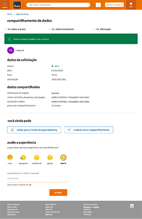 Data sharing success screen