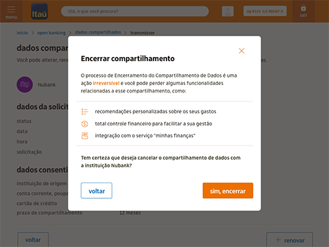 Data sharing end screen